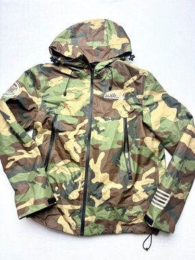 Scramble Gear Camo Rain Jacket Hooded Windbreaker Waterproof
